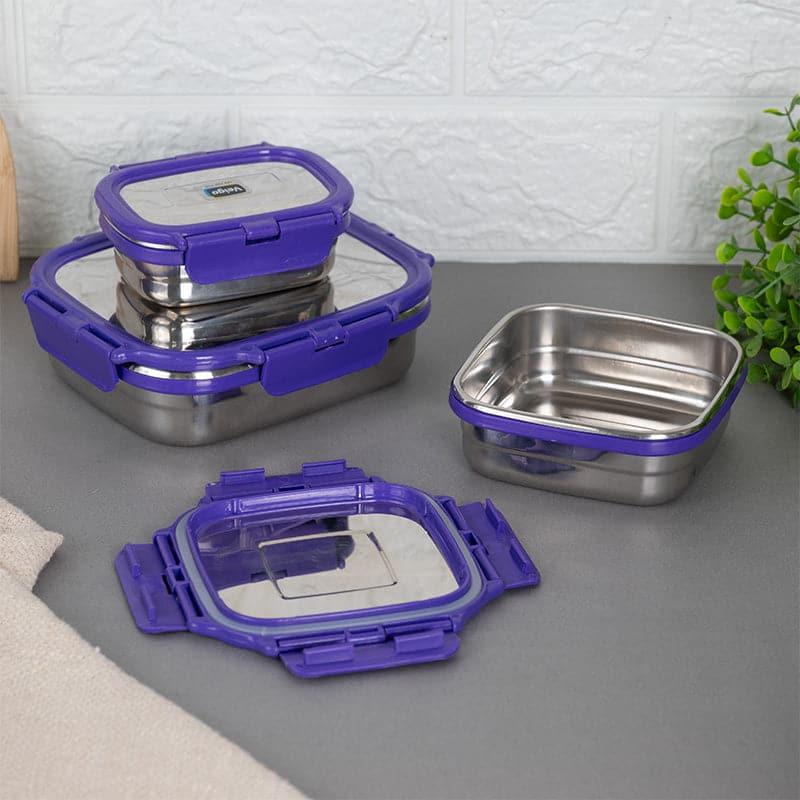 Buy Savory Sam Violet Lunch Box (630/330/180 ML) - Three Piece Set Tiffin Box & Storage Box from Vaaree