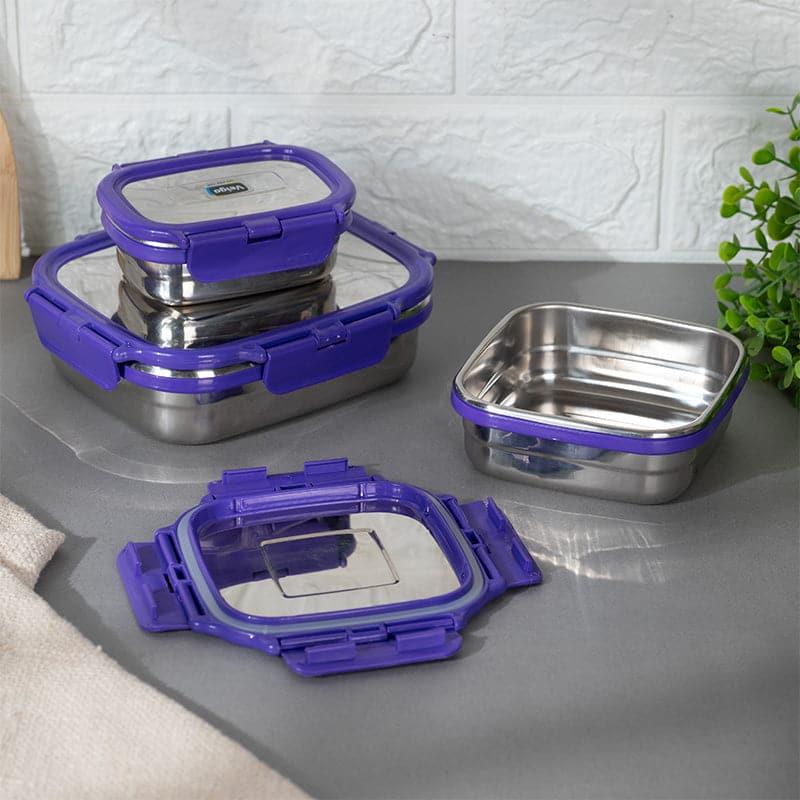 Buy Savory Sam Violet Lunch Box (630/330/180 ML) - Three Piece Set Tiffin Box & Storage Box from Vaaree