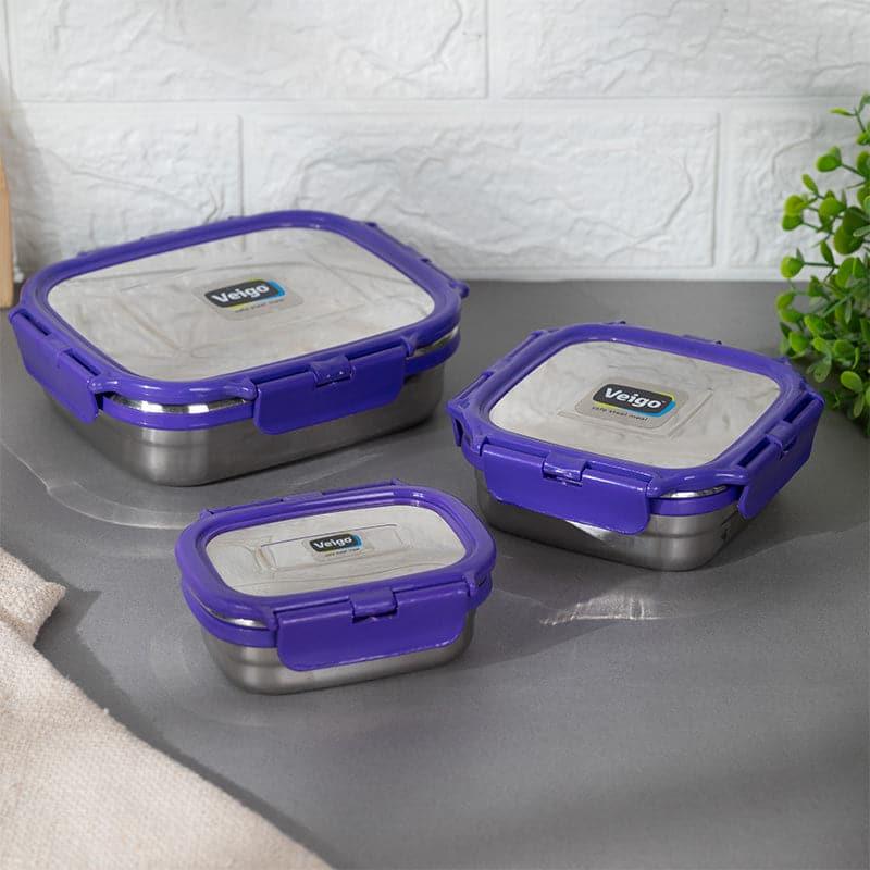 Buy Savory Sam Violet Lunch Box (630/330/180 ML) - Three Piece Set Tiffin Box & Storage Box from Vaaree