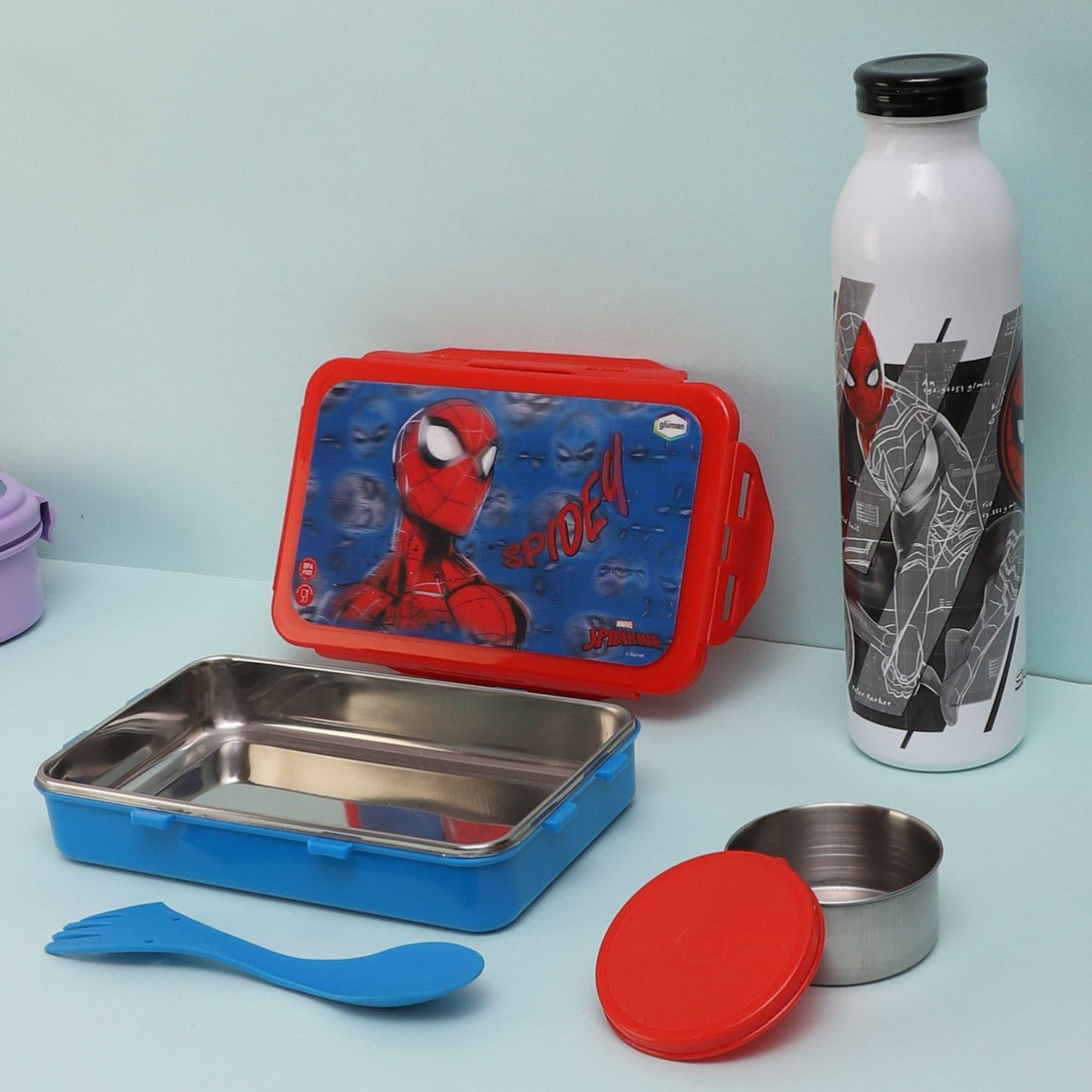 Tiffin Box & Storage Box - Spider Saviour Lunch Box 700 ML With 600 ML Water Bottle - Two Piece Set