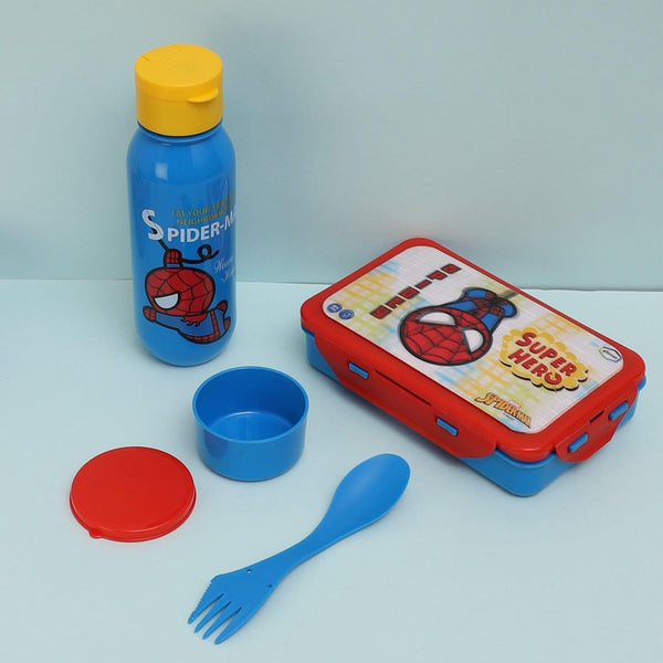 Tiffin Box & Storage Box - Spidey Kid Lunch Box 700 ML With 600 ML Water Bottle - Two Piece Set