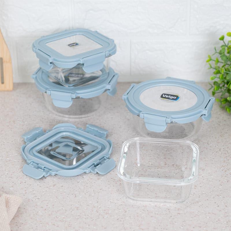 Buy Tasteo Blue Glass Lunch Box (320 ML/400 ML) - Set Of Four Tiffin Box & Storage Box from Vaaree