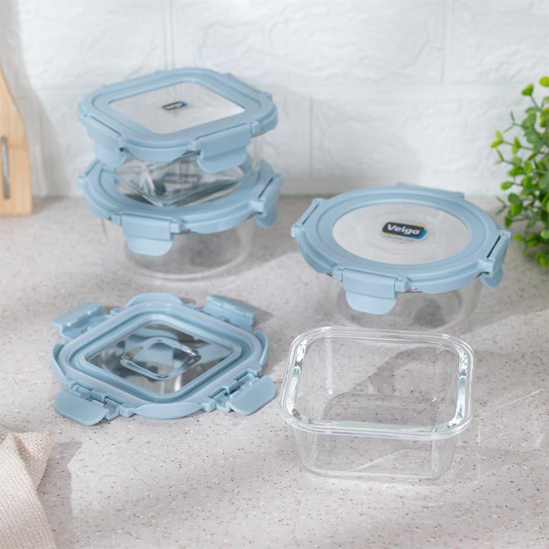 Buy Tasteo Blue Glass Lunch Box (320 ML/400 ML) - Set Of Four Tiffin Box & Storage Box from Vaaree