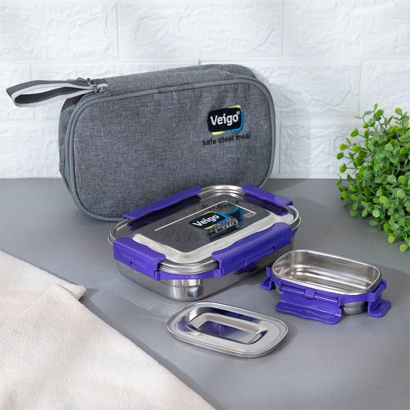 Buy Tasteo Pack Violet Lunch Box With Insulated Pouch (950/200 ML) - Two Piece Set Tiffin Box & Storage Box from Vaaree