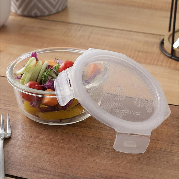 Tiffin Box & Storage Box - Timpo Round Borosilicate Glass Lunch Box - 380 ML