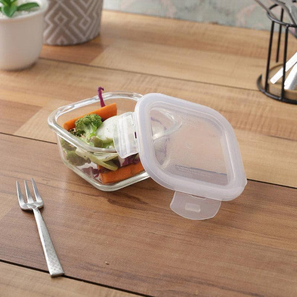 Tiffin Box & Storage Box - Timpo Square Borosilicate Lunch Box - 300 ML