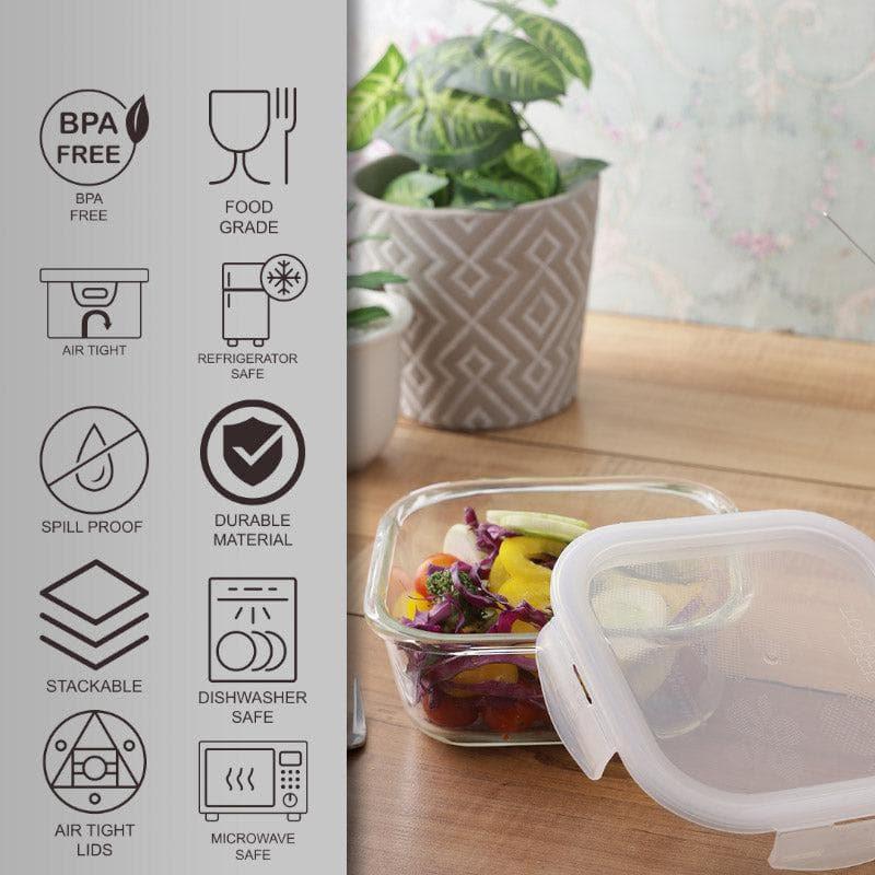 Tiffin Box & Storage Box - Timpo Square Borosilicate Lunch Box - 470 ML