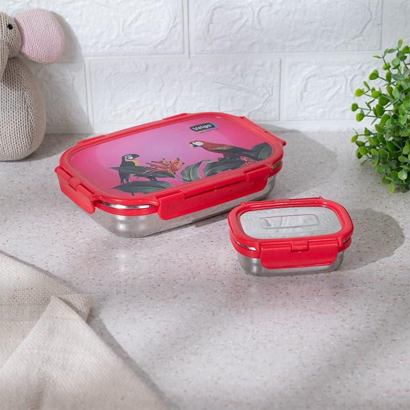 Buy Tropic Trove Pink Lunch Box (950/180 ML) - Two Piece Set Tiffin Box & Storage Box from Vaaree