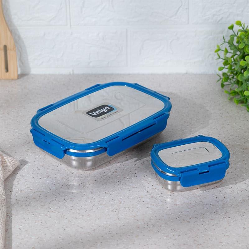 Buy Vidora Dark Blue Stainless Steel Lunch Box (950/180 ML) - Two Piece Set Tiffin Box & Storage Box from Vaaree