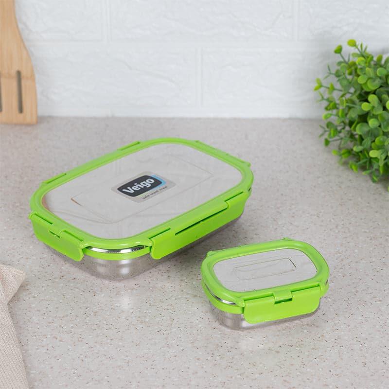 Buy Vidora Green Stainless Steel Lunch Box (950/180 ML) - Two Piece Set Tiffin Box & Storage Box from Vaaree