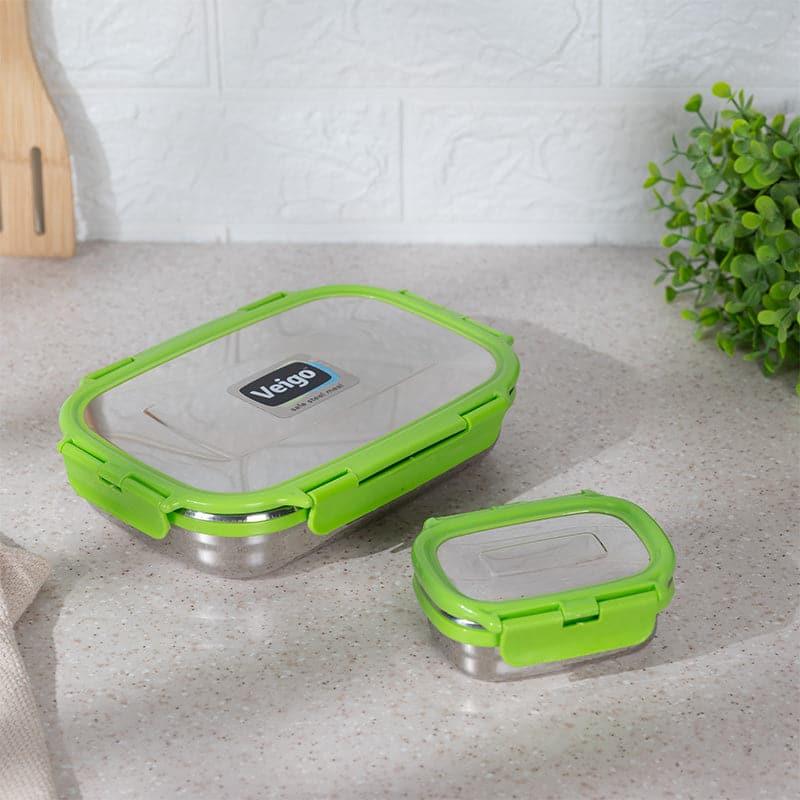 Buy Vidora Green Stainless Steel Lunch Box (950/180 ML) - Two Piece Set Tiffin Box & Storage Box from Vaaree