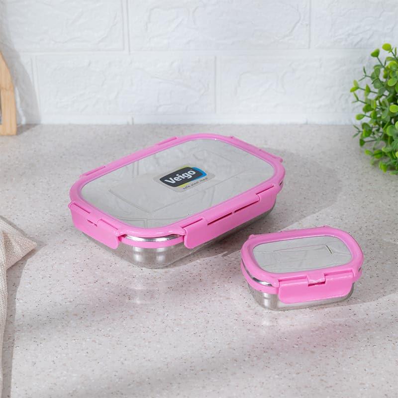 Buy Vidora Pink Stainless Steel Lunch Box (950/180 ML) - Two Piece Set Tiffin Box & Storage Box from Vaaree