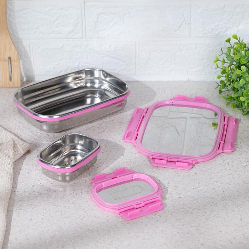 Buy Vidora Pink Stainless Steel Lunch Box (950/180 ML) - Two Piece Set Tiffin Box & Storage Box from Vaaree