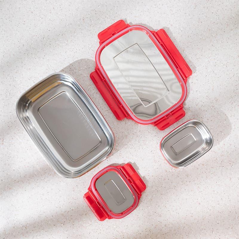 Buy Vidora Red Stainless Steel Lunch Box (950/180 ML) - Two Piece Set Tiffin Box & Storage Box from Vaaree