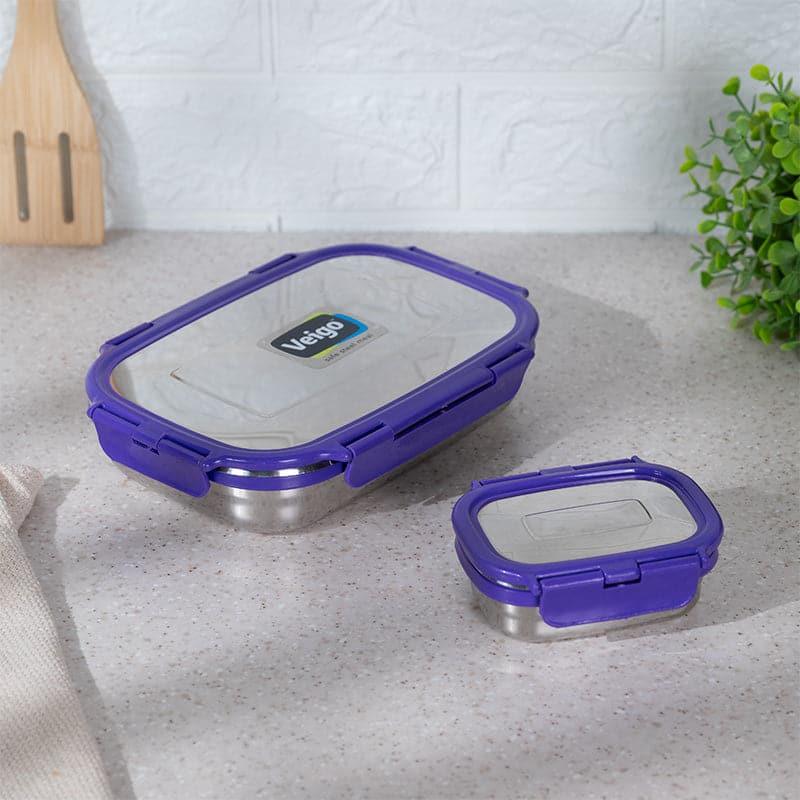 Buy Vidora Violet Stainless Steel Lunch Box (950/180 ML) - Two Piece Set Tiffin Box & Storage Box from Vaaree