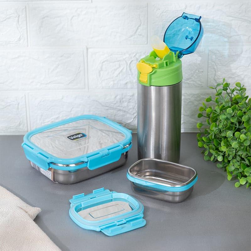 Buy Viora Lunch Box With Water Bottle (Blue & Peacock) - Three Piece Set Tiffin Box & Storage Box from Vaaree