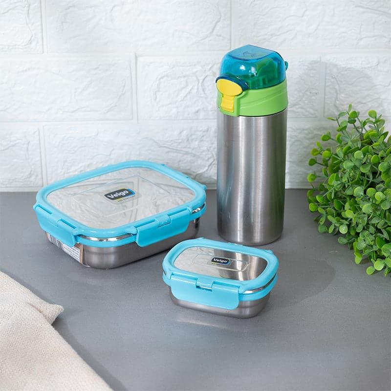 Buy Viora Lunch Box With Water Bottle (Blue & Peacock) - Three Piece Set Tiffin Box & Storage Box from Vaaree