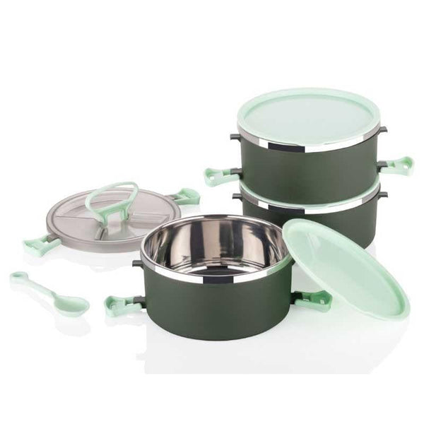 Tiffin Box - Green Tummy Tote Insulated Lunch Box (500 ML) - Three Layer