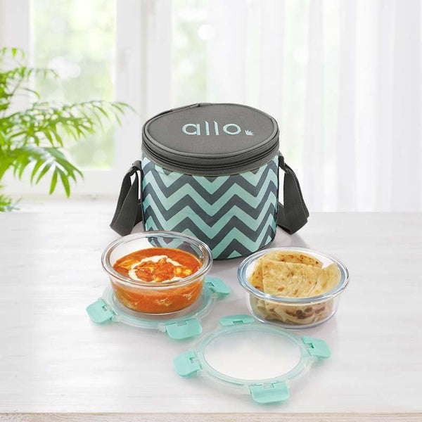 Tiffin Box - Jonas Lunchbox With Round Chevron Bag (390 ML) - Set Of Three