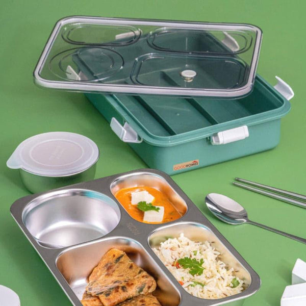 Tiffins & Lunch Box - Emerio Lunch Box With Compartments (Green) - 750 ML