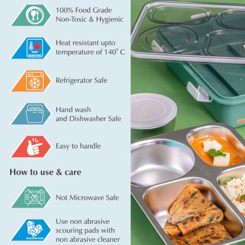 Buy Emerio Lunch Box With Compartments (Green) - 750 ML Tiffins & Lunch Box from Vaaree