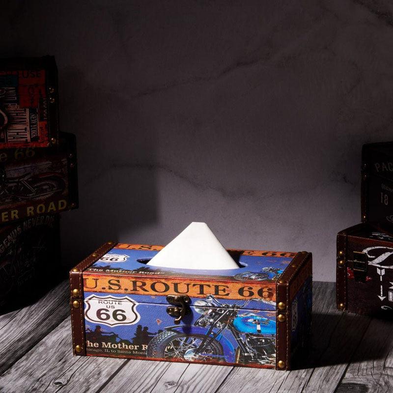 Buy Blue Route 66 Tissue Box Tissue Holder from Vaaree