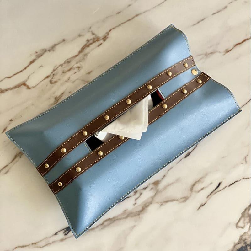 Buy Belto Faux Leather Tissue Cover - Blue Tissue Holder from Vaaree