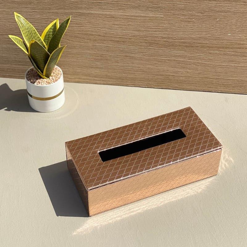 Buy Nera Checkered Tissue Box - Rose Gold Tissue Holder from Vaaree