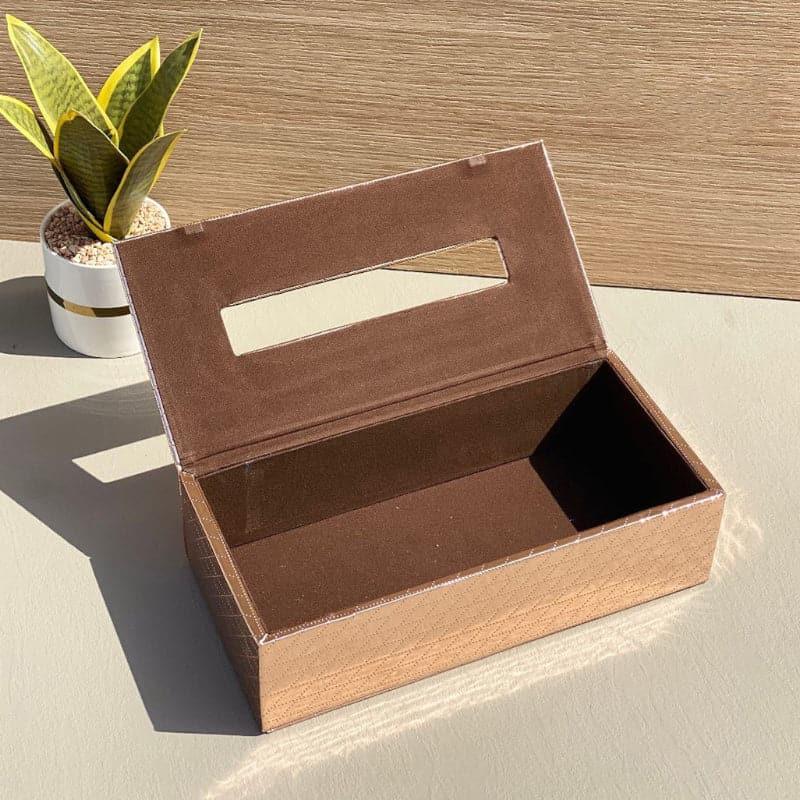 Buy Nera Checkered Tissue Box - Rose Gold Tissue Holder from Vaaree