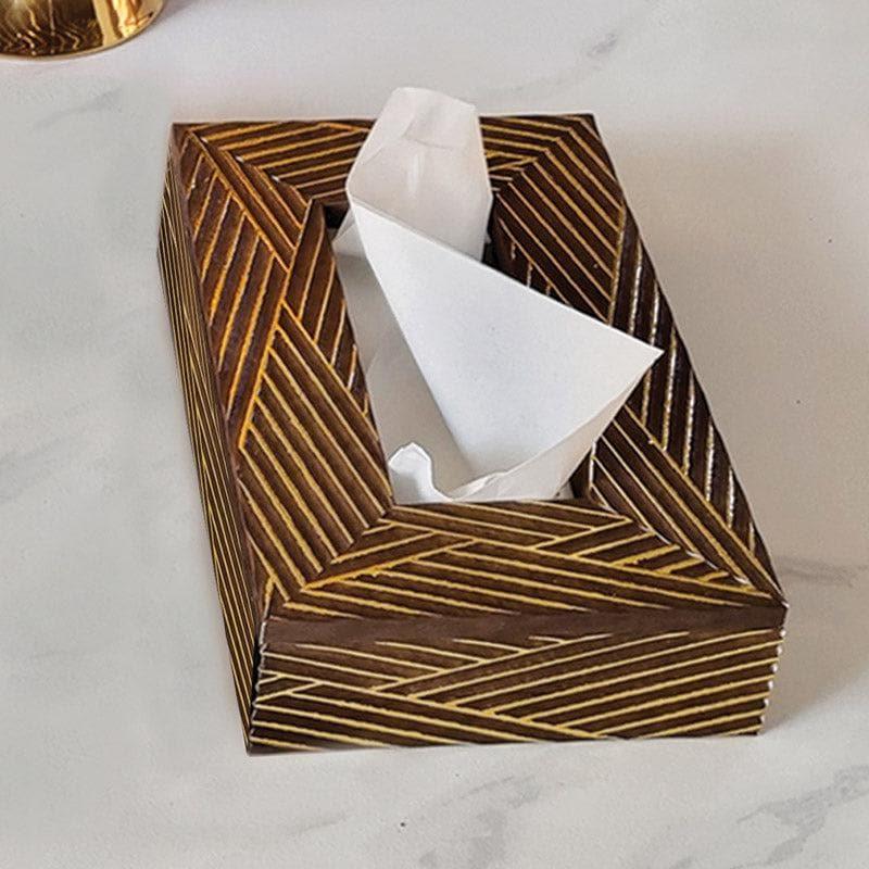 Tissue Holder - Stripe Stride Tissue Box - Coffee