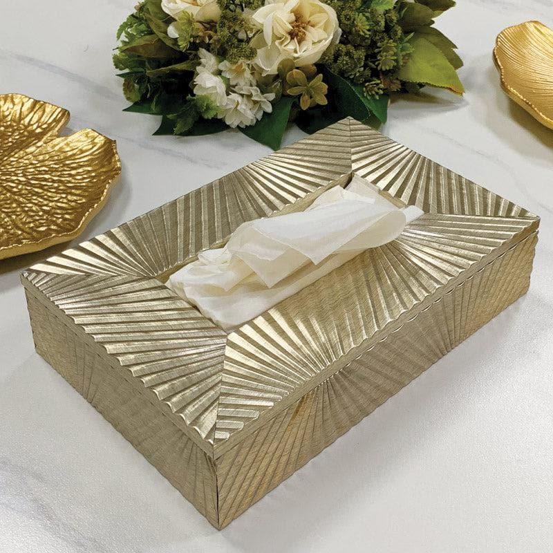 Buy Stripe Stride Tissue Box - Gold Tissue Holder from Vaaree