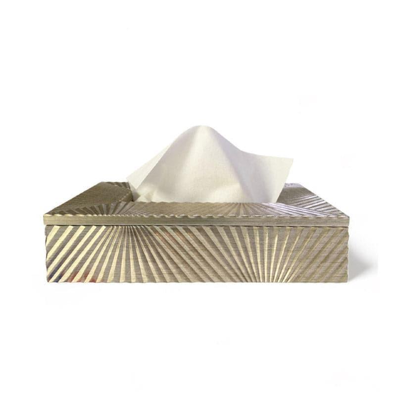 Buy Stripe Stride Tissue Box - Gold Tissue Holder from Vaaree