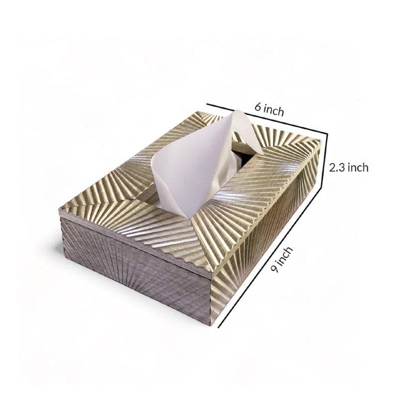 Buy Stripe Stride Tissue Box - Gold Tissue Holder from Vaaree