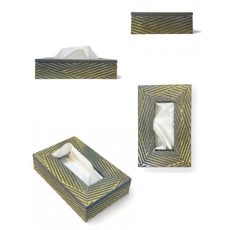 Buy Stripe Stride Tissue Box - Grey Tissue Holder from Vaaree