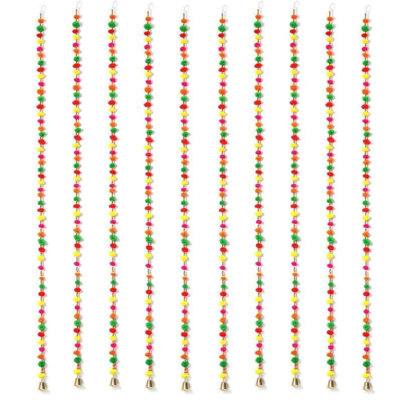 Torans - Pompom Toran (Multicolor) - Set Of Ten