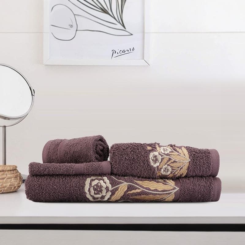 Buy Bloomsake Towel (Purple) - Four Piece Set Towel Sets from Vaaree