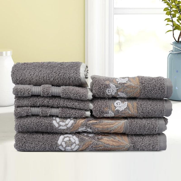 Buy Bloomsake Towel (Slate) - Set Of Eight Towel Sets from Vaaree