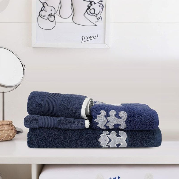 Buy Charmchic Bath Towel (Navy) - Four Piece Set Towel Sets from Vaaree