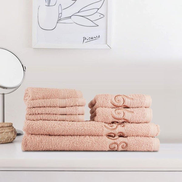 Buy Towel Sets - Charmchic Bath Towel (Peach) - Set Of Eight at Vaaree online