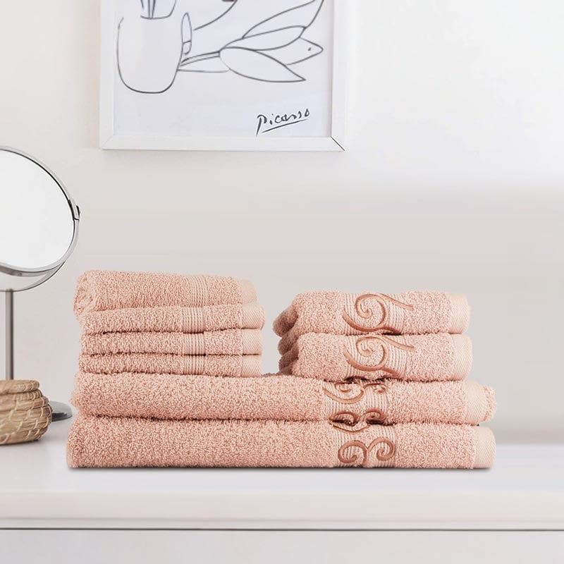 Buy Charmchic Bath Towel (Peach) - Set Of Eight Towel Sets from Vaaree