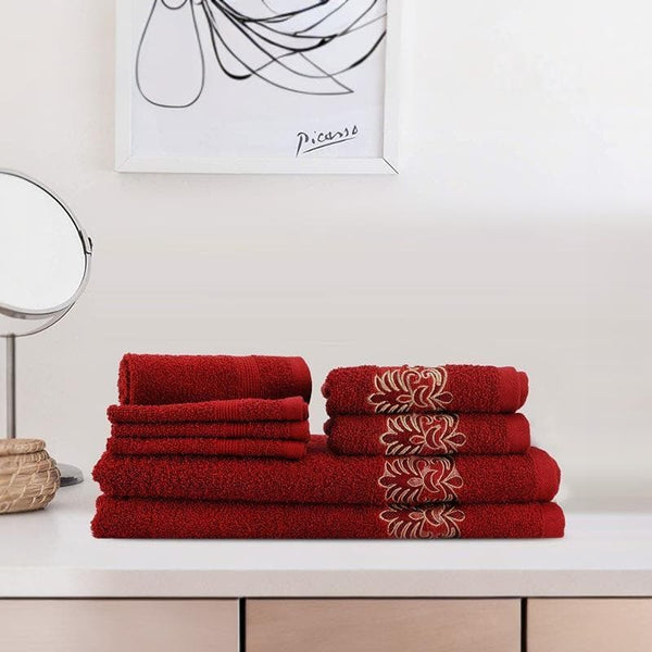 Buy Charmchic Towel (Maroon) - Set Of Eight Towel Sets from Vaaree