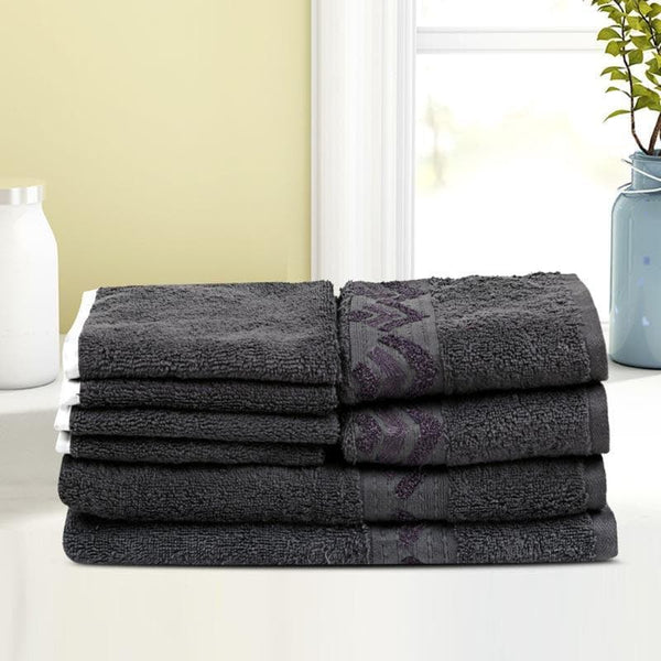 Buy Diamondy Towel (Black) - Set Of Eight Towel Sets from Vaaree