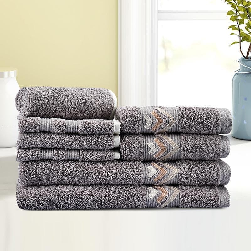 Buy Diamondy Towel (Blue Grey) - Set Of Eight Towel Sets from Vaaree