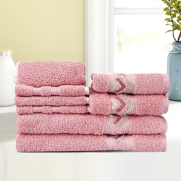 Buy Diamondy Towel (Pink) - Set Of Eight Towel Sets from Vaaree