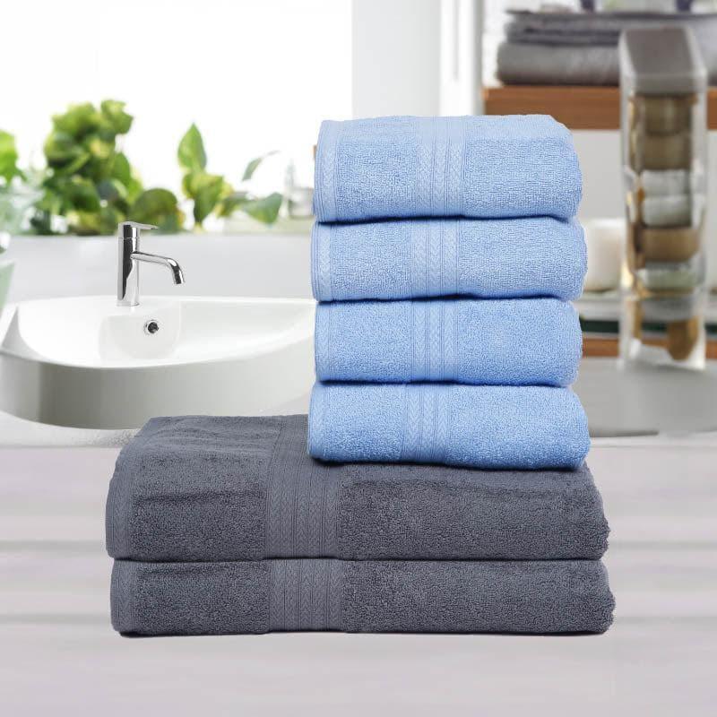 Buy GlowNGo Towel (Blue & Grey) - Six Piece Set Towel Sets from Vaaree