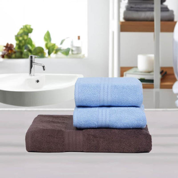 Buy GlowNGo Towel (Brown & Blue) - Three Piece Set Towel Sets from Vaaree