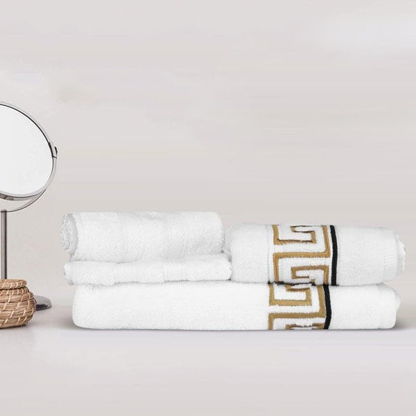 Buy Greek Key Towel (White) - Four Piece Set Towel Sets from Vaaree