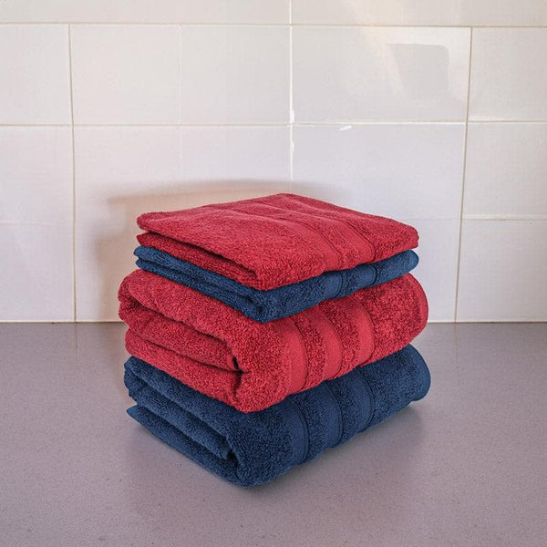 Buy Hydro Glee Towel (Red & Dark Blue) - Four Piece Set Towel Sets from Vaaree