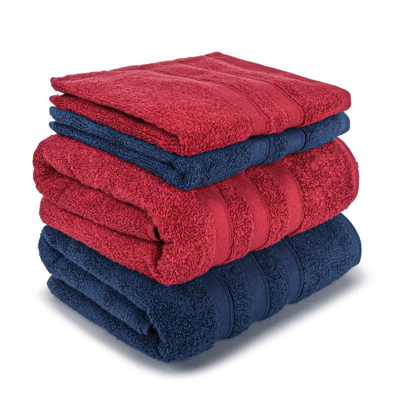 Buy Hydro Glee Towel (Red & Dark Blue) - Four Piece Set Towel Sets from Vaaree