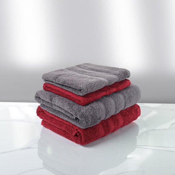Buy Towel Sets - Hydro Glee Towel (Red & Grey) - Set Of Four at Vaaree online